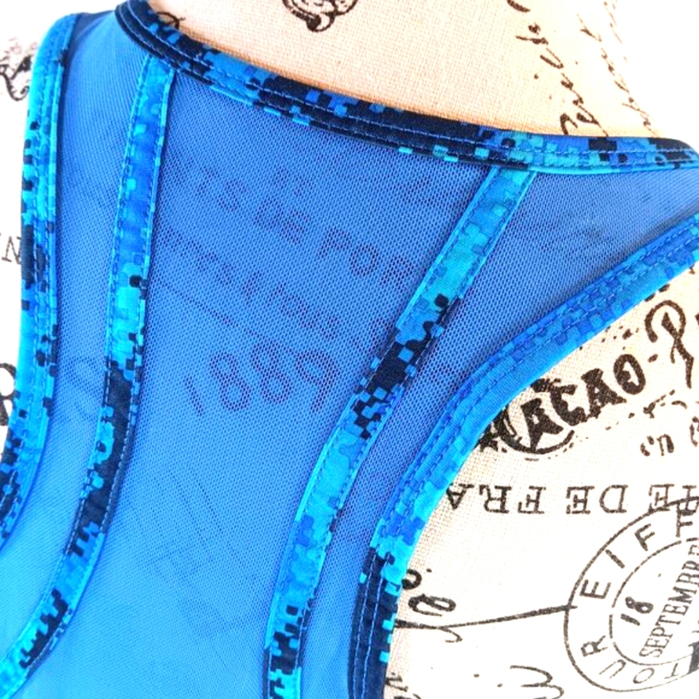 NWOT Reebok Women's Blue Black Racer Back Tank Top Activewear Size M - Picture 9 of 13